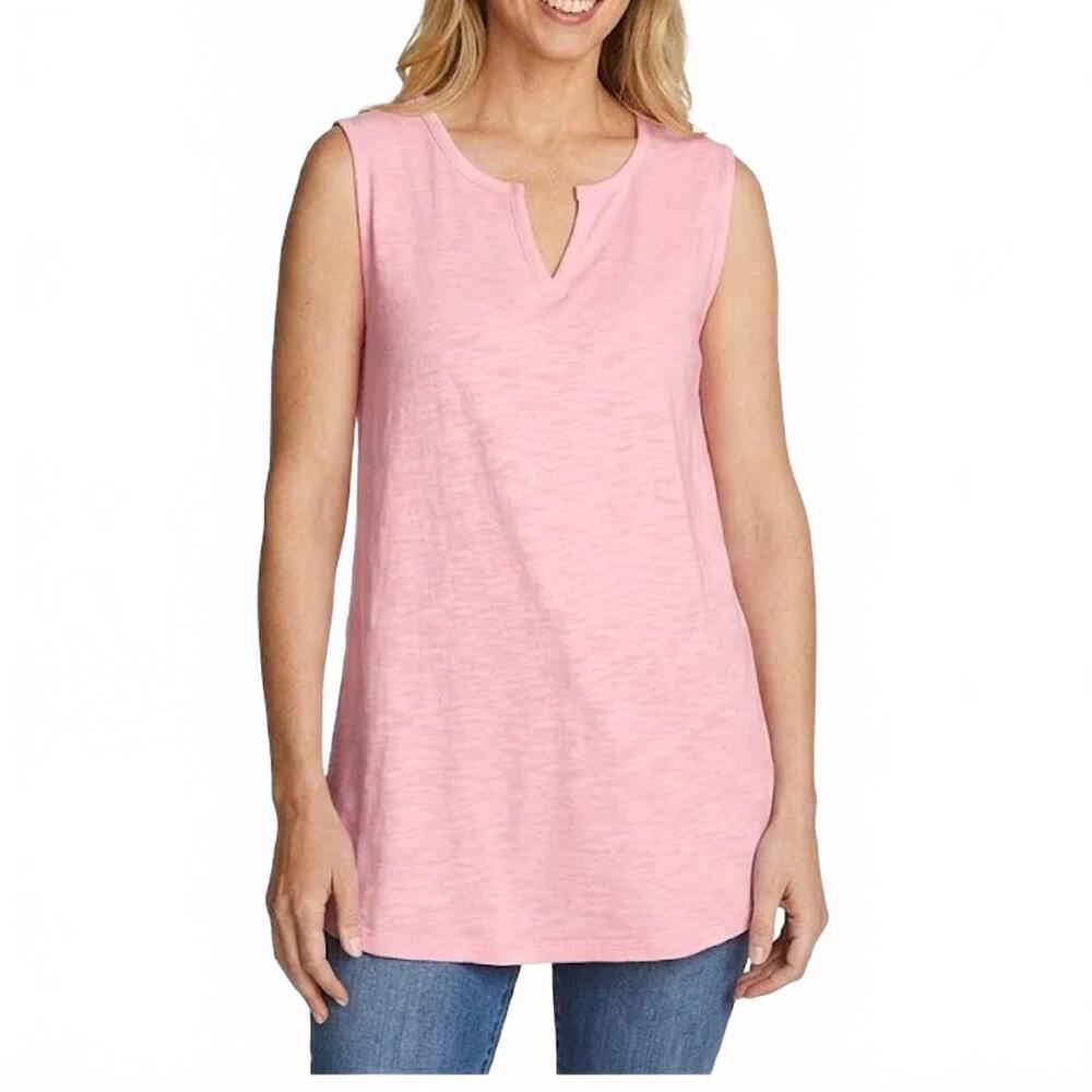 NEW EDDIE BAUER sleeveless favorite notch vneck tank top in pink